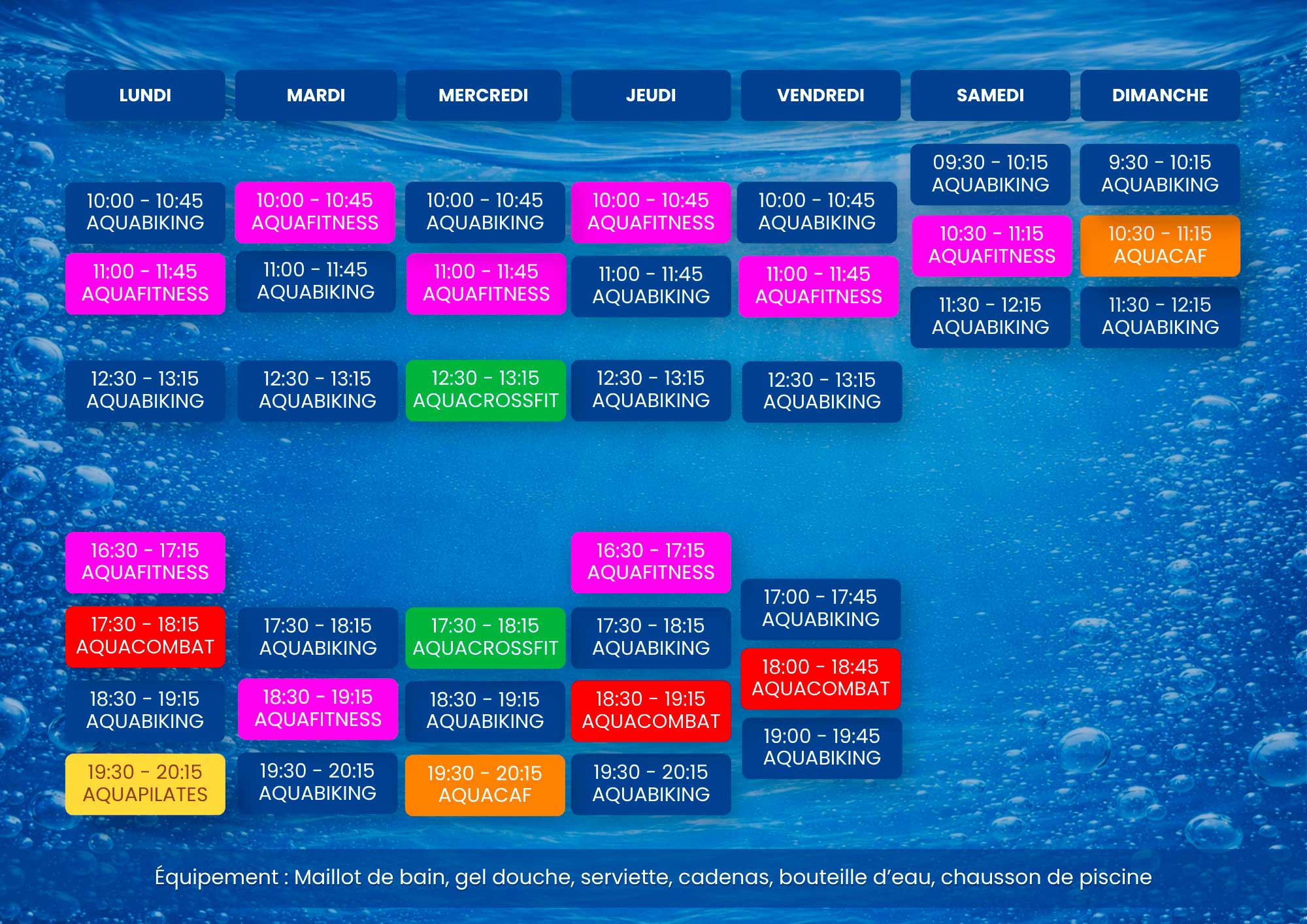 Planning l'Aqua Aix